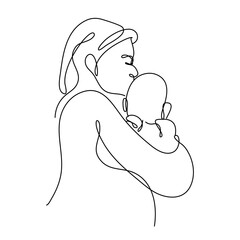 Women Day Line Art Minimal, the concept of a mother's love for her child, suitable for pillows, wall art, t-shirts, etc