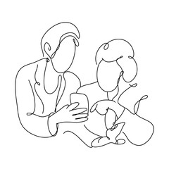 Women Day Line Art Minimal, the concept of a mother's love for her child, suitable for pillows, wall art, t-shirts, etc