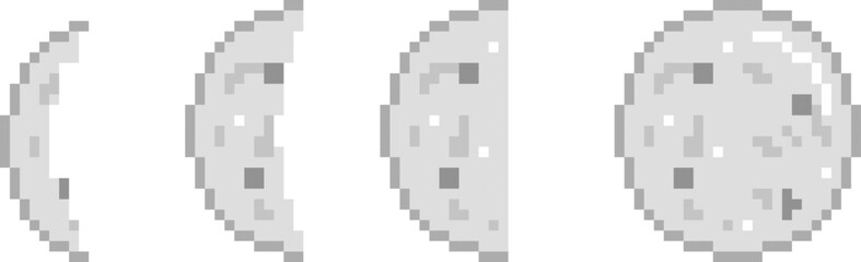 Moon phases pixel art vector