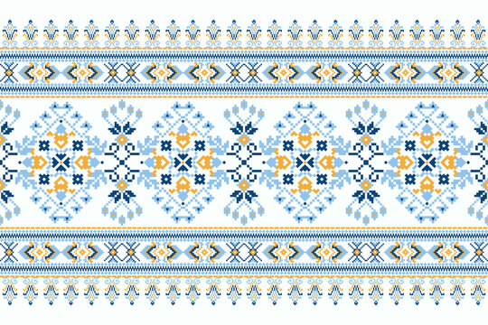 Cross Stitch Embroidery National Ukrainian Pattern Floral Ornament