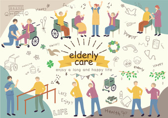 高齢者　介護　イラスト素材集