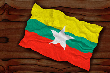 National flag of Myanmar. Background    with flag o Myanmar.