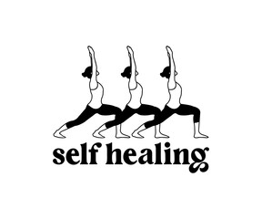 Vintage illustration of Healing meditation yoga t shirt design, vector graphic, typographic poster or tshirts street wear and Urban style