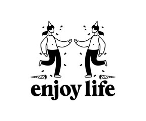 Vintage illustration of people dancing t shirt design, vector graphic, typographic poster or tshirts street wear and Urban style