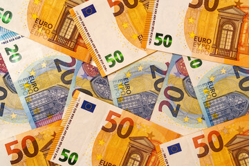 Pile of Euro banknotes