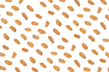 Salted roasted peanuts isolated on white background