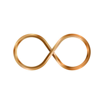 Infinity golden symbol vector illustration. Isolated gold endless icon.