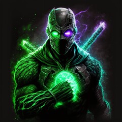 Naklejka premium supervillain character with swords