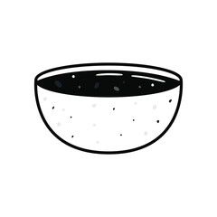 Sushi in cartoon style. Cute soy sauce bowl for menu