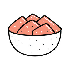 Sushi in cartoon style. Cute ginger bowl for menu