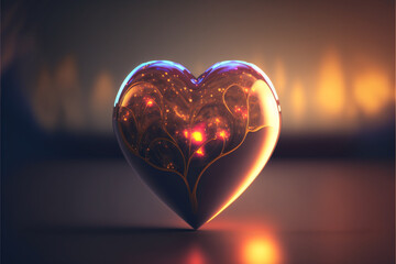 Luxury glow heart shape, Valentine background, Generative AI.