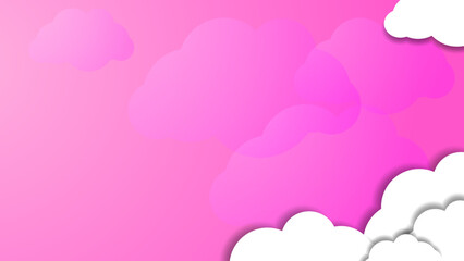 pink background with white clouds decoration