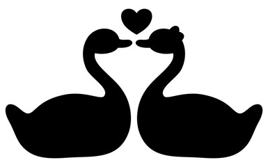 Valentine couple swan silhouette	