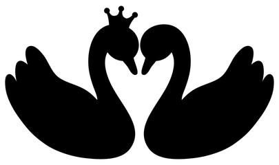 Valentine couple swan silhouette	