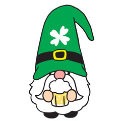 Cartoon cute St patrick's day Gnome character vector.