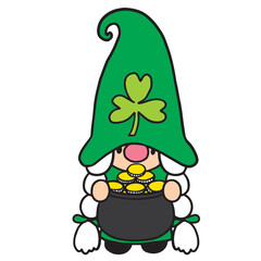 Cartoon cute St patrick's day Gnome character vector.