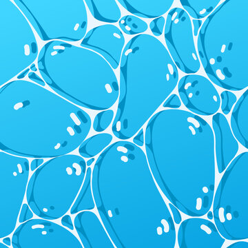 Vector sea surface seamless pattern in blue. Simple doodle wavy surface with highlights made into repeat.