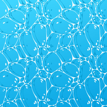 Vector sea surface seamless pattern in blue. Simple doodle wavy surface with highlights made into repeat.