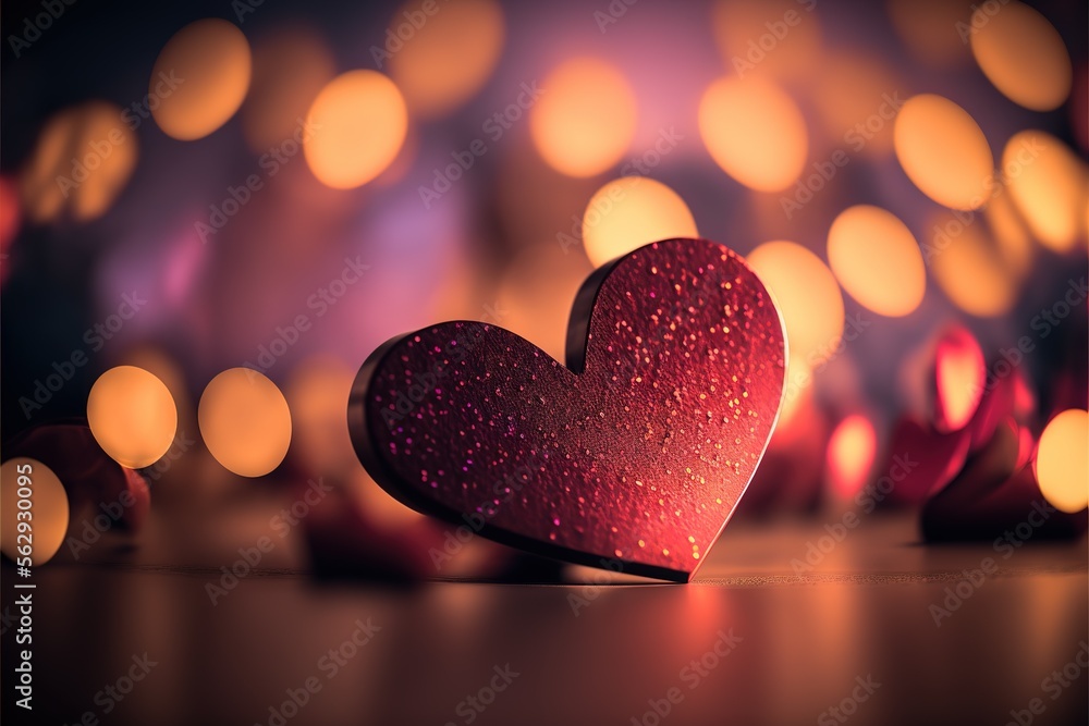 Aufkleber heart shape red bokeh background valentine's day. valentine day. bokeh background. generative ai