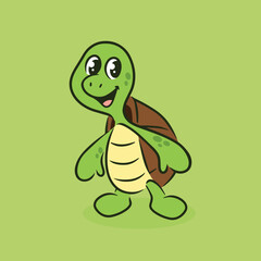 Cute smiley turtle cartoon character vector illustration