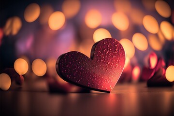 Naklejka premium Heart Shape red bokeh background valentine's day. valentine day. bokeh background. Generative AI