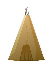 Indians wigwam hut made of felt and skins. Entrance closed. North American tribal dwelling. Traditional home of nomadic peoples. Isolated on white background Vector. © WebPAINTER-Std