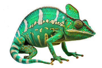 Chameleon isolated on white background, generative ai, PNG