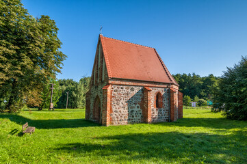 Fototapeta na wymiar Chapel of Saint George from the early 15th century, Banie village in West Pomeranian Voivodeship, Poland.