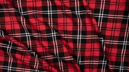 Cell fabric texture background, pattern. Textile fabric surface, top view.