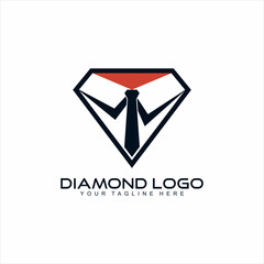 Diamond logo design with executive concept with tie and letter W. Logo can be used for clothing and tailor business.