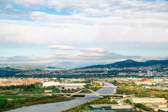 Besos River and city of Barcelona, Catalonia, Spain