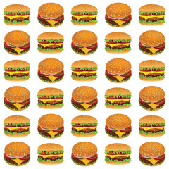 Burger pattern food hamburger burger sandwich bread cheeseburger vector cheese meat beef lunch illustration tomato pizza snack dinner meal fast food