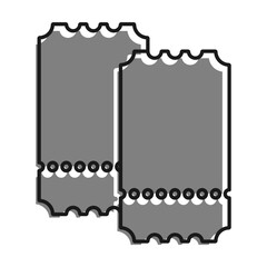 Linear filled with gray color icon. Theater Ticket. Perforated Paper Ticket For Admission To Cinema. Simple black and white vector Isolated On white background