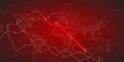 Finance economic stock market down. Global Stock market chart panic sell concept. Extreme bearish stage. Usable for background, banner, cover, and header.