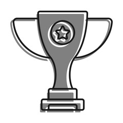 Prize Sports Cup For Participation In Sports Competitions. Award To Winner Of Tournament. Linear filled with gray color icon. Simple black and white vector