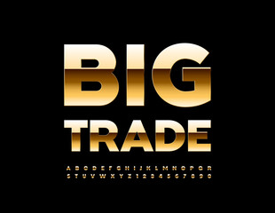 Obraz premium Vector Business Logo Big Trade. Elite Gold Font. Modern Alphabet Letters and Numbers set