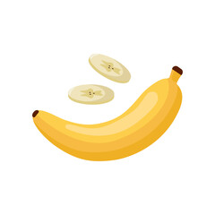 Banana for breakfast cartoon illustration. Slices of banana. Food, grain, healthy lifestyle, nourishment concept