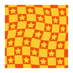Retro distorted checkered background pattern with squares