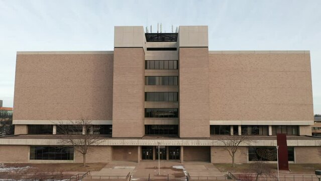 Aerial, campus building at the University of Wisconsin Stevens Point