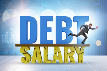 Debt and loan concept as a proportion of salary
