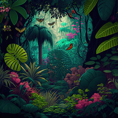 background in jungle colors, generative AI 