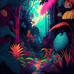 background in jungle colors, generative AI 
