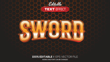 3D editable text effect sword theme