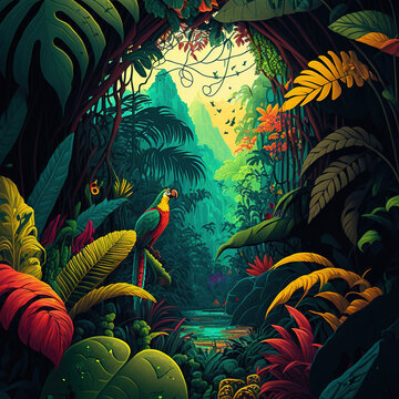 background in jungle colors, generative AI 