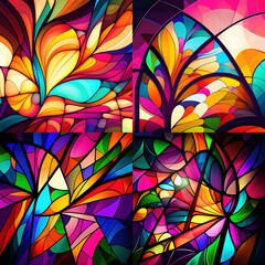 colorful stained glass, generative AI - obrazy, fototapety, plakaty