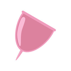 Recycle and reusable menstrual cup cartoon illustration. Pink menstrual cup. No plastic bags, reduce, reuse, recycle, go green slogan. Zero waste, ecology concept