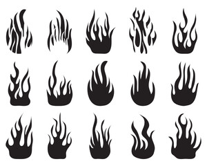 Black silhouettes of fire flames on a white background	 - 562936874