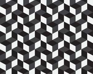 Geometric gray hexagon seamless pattern, black and white abstract background - 562936875