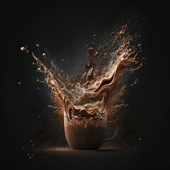 Obraz premium exploding coffee, generative AI 