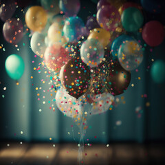 background, balloons, birthday party, confetti, generative AI  - obrazy, fototapety, plakaty
